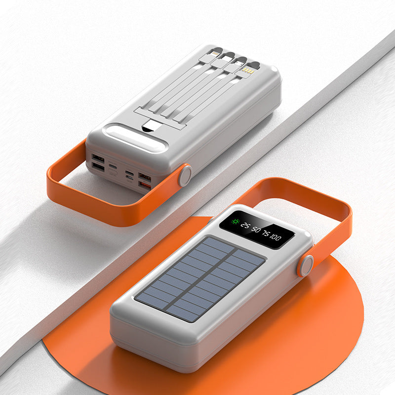 Multifunktionale Solar Powerbank mit Integrierten Ladekabeln Brehn