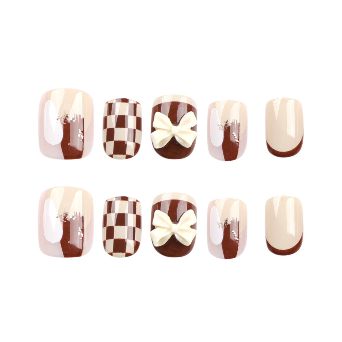 Kreative Nagelkunst mit modernen Mustern und Schleifenmotiven Brehn