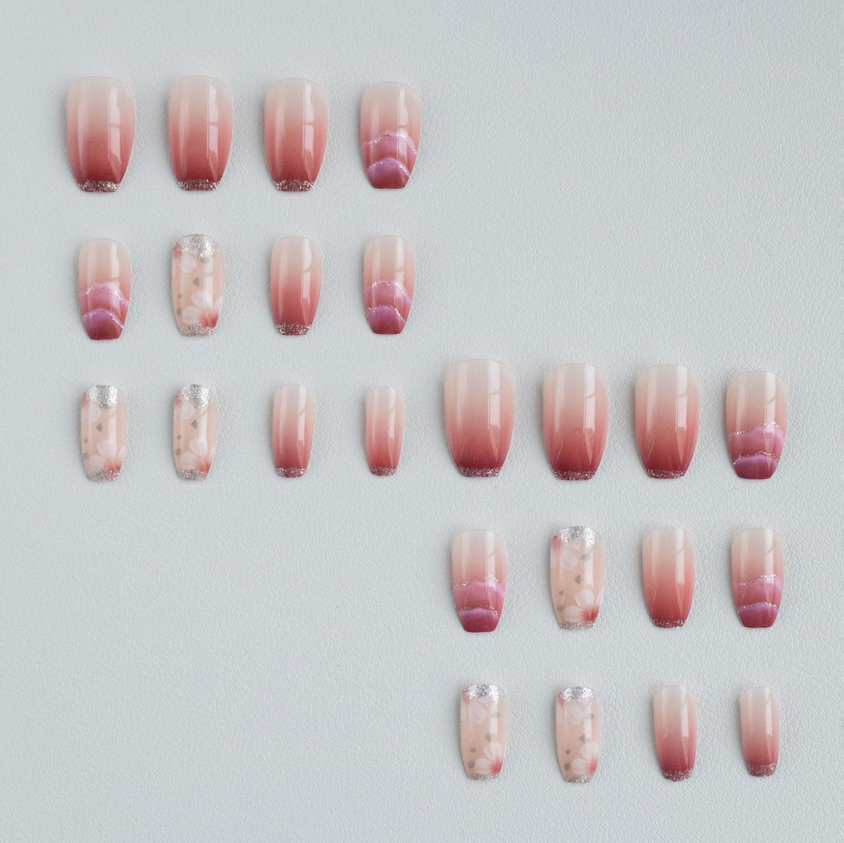 Florale Ombre Nagelkunst