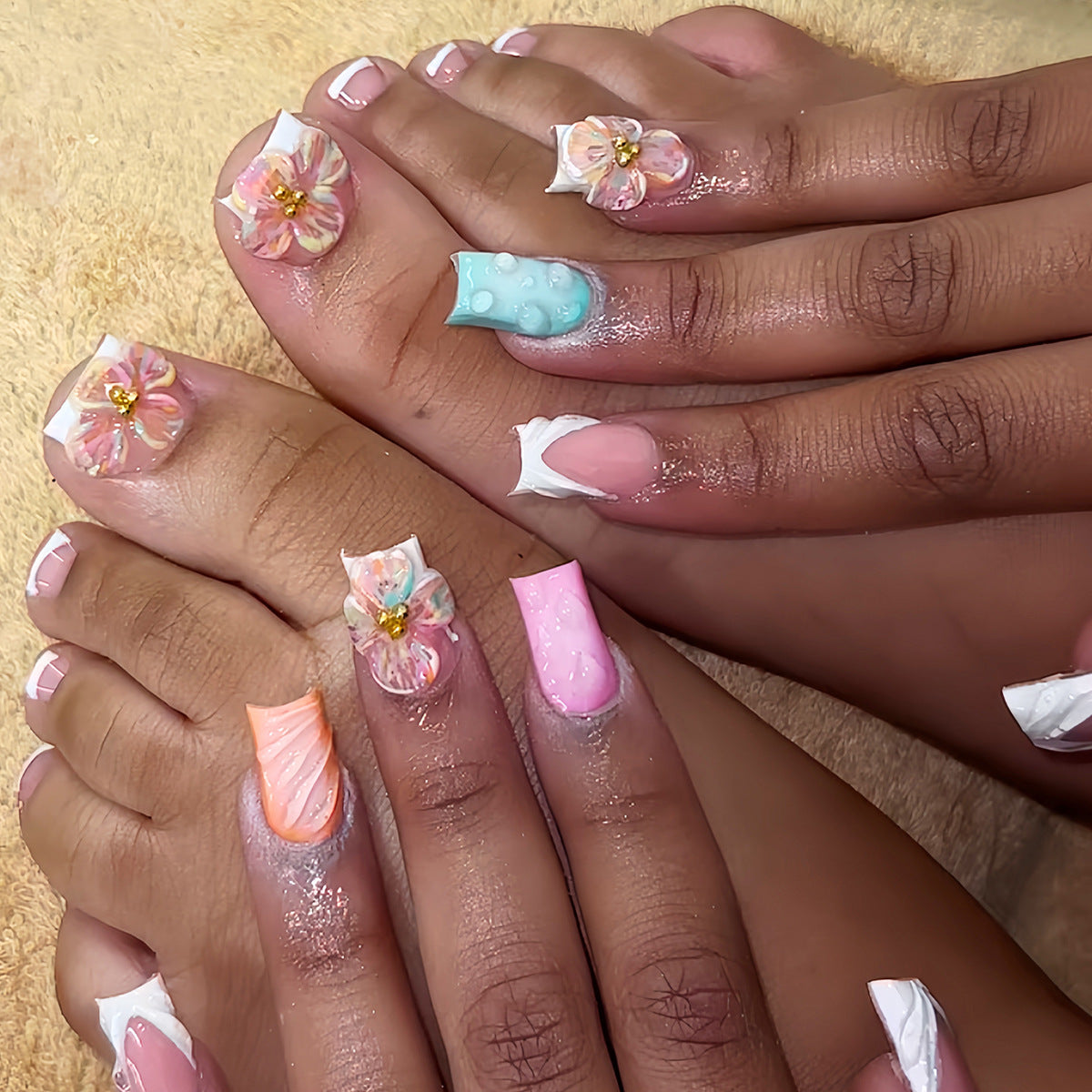 3D Floral Decorative Press-On Nails Set Brehn