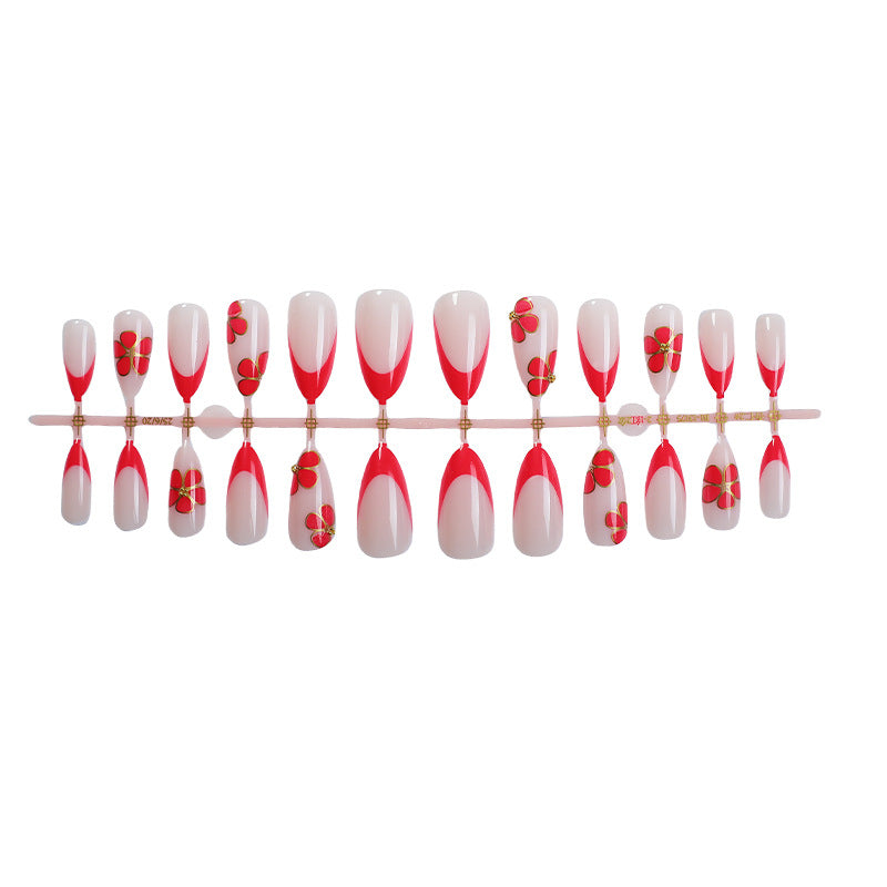 Künstlerisches Press-On Nagelset mit floralem und Ombre-Design Brehn 1788496157