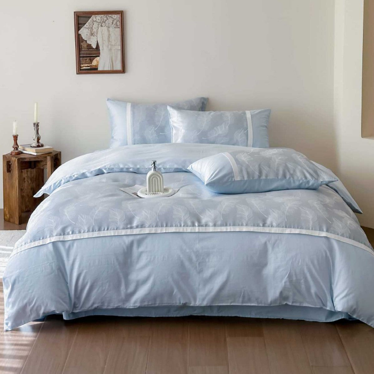 Hotel-Style Geb brushed Baumwolle Bettbezug Set mit strukturiertem Stepppanel und kontrastierendem Rand