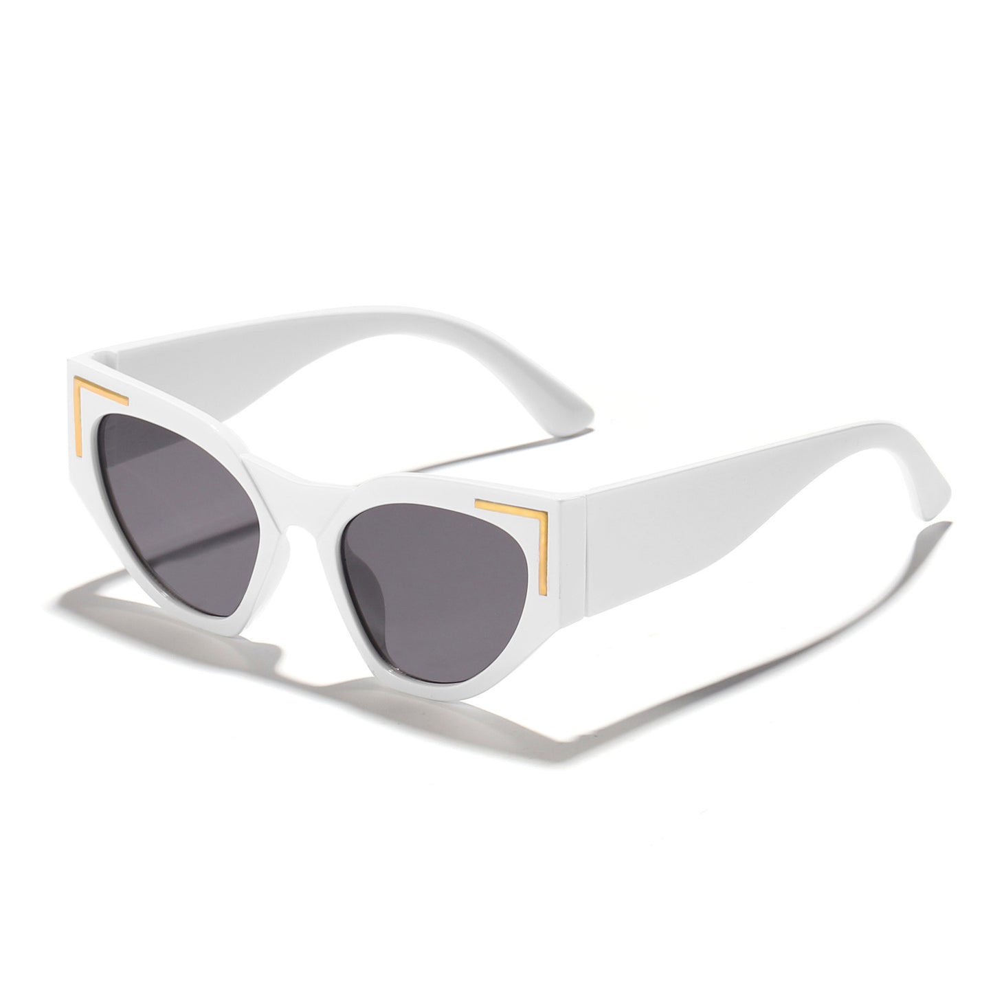 Damen kreative Cat-Eye Sonnenbrille mit transparentem Rahmen und braunen Gläsern Brehn