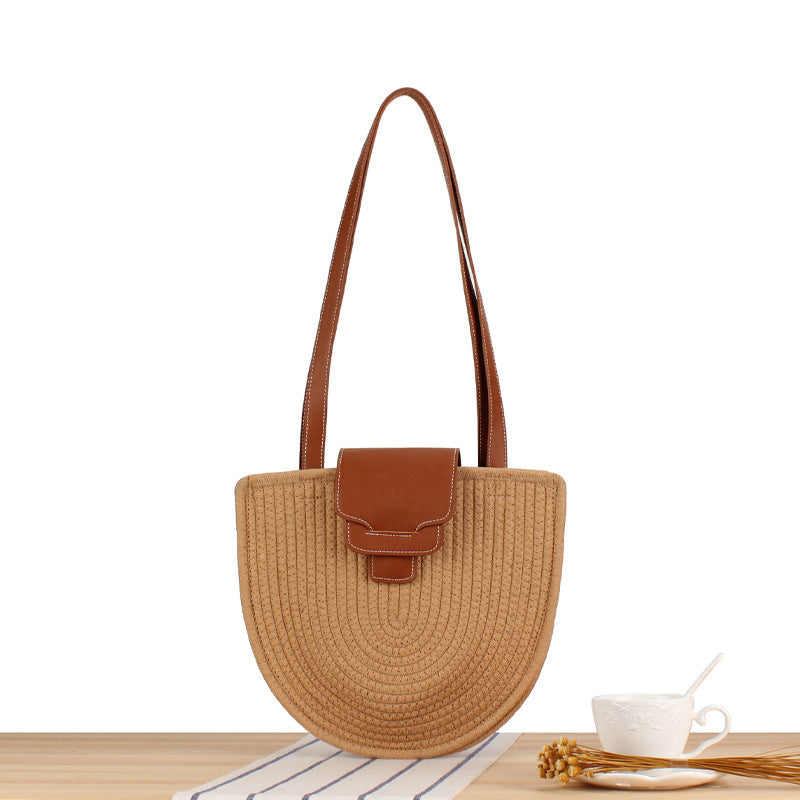 Geflochtene Tragetasche mit Elegantem Lederdetail Brehn