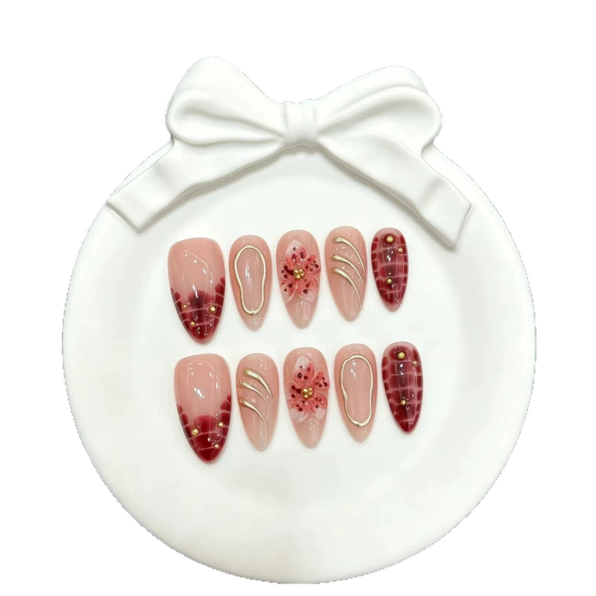 Künstlerisches Floral Press-On Nagelset 1791774628