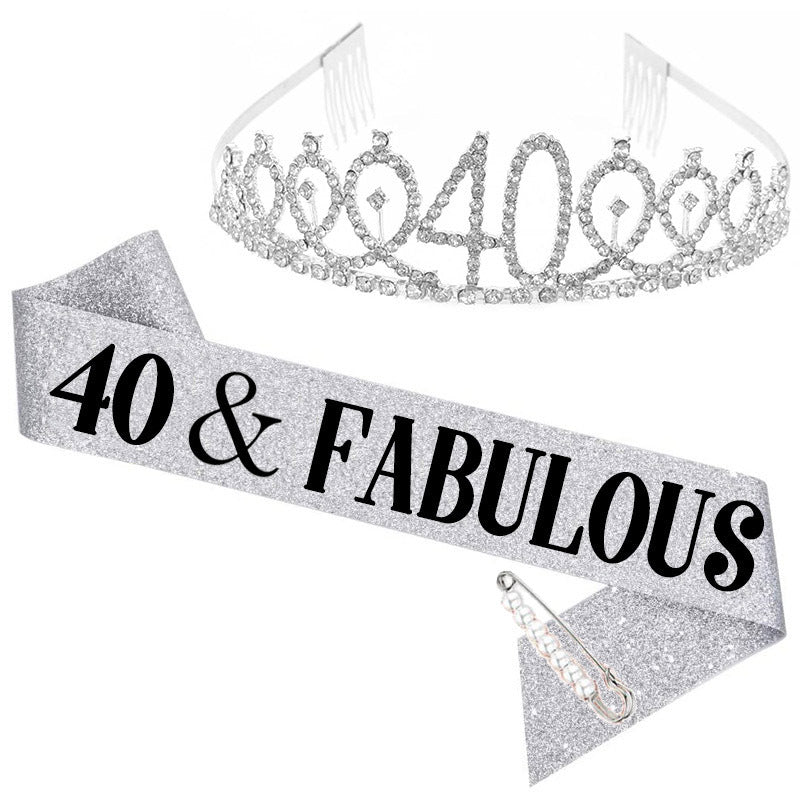 Damen Kristallgeburststags-Tiara und Schärpe-Set Brehn