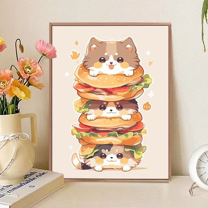 Verspielt katzenmotiviertes Food-Art-Druck Brehn