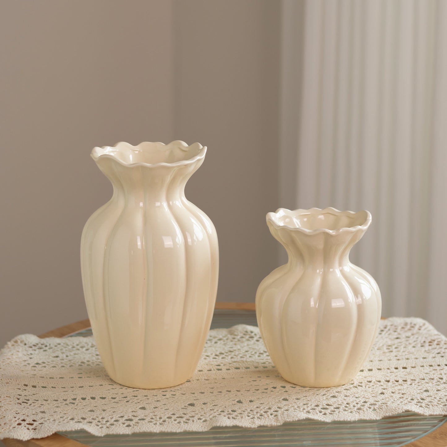 Elegante Ausgestellte Keramikblume Vase