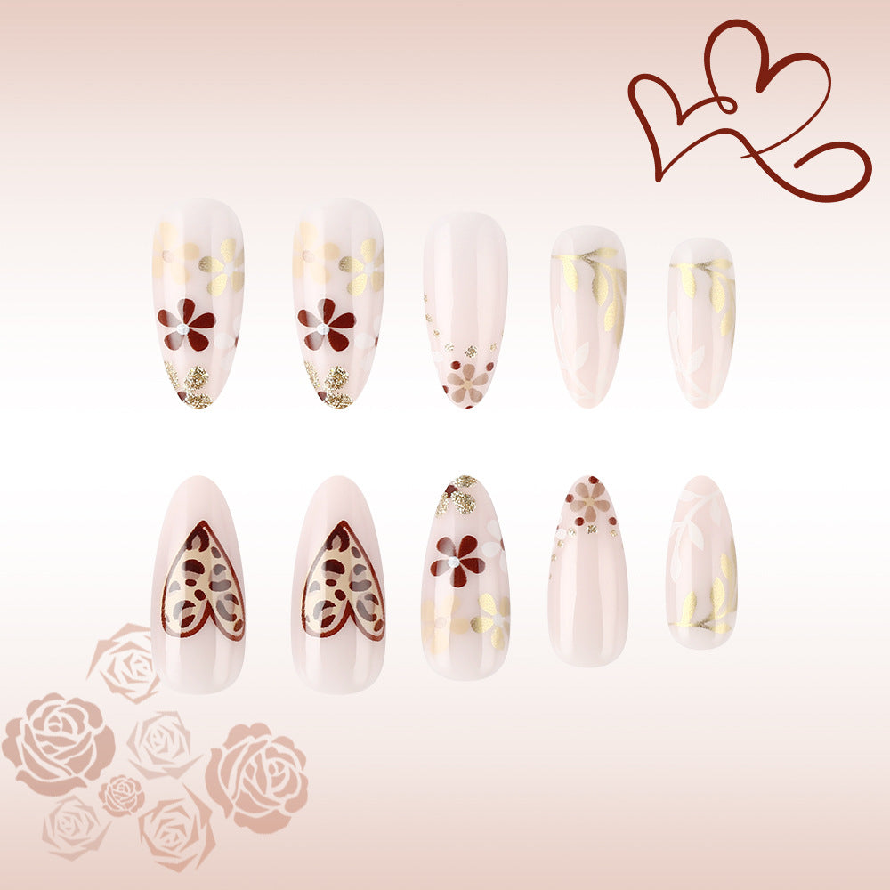 Künstlerisches Blumen-Design Press-On Nägel Brehn