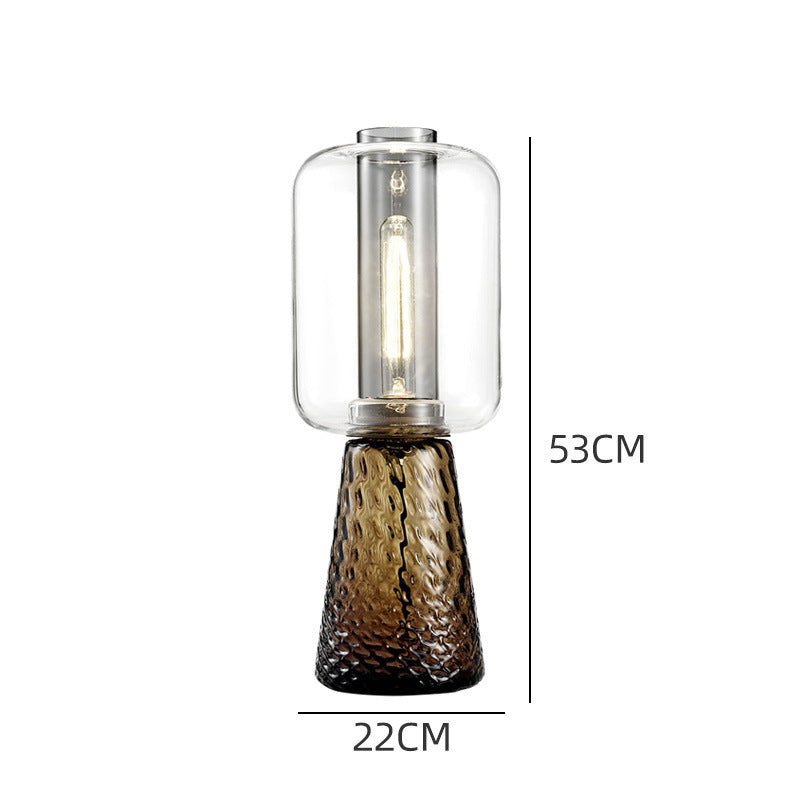 Glas Tischlampe mit strukturiertem Fuß