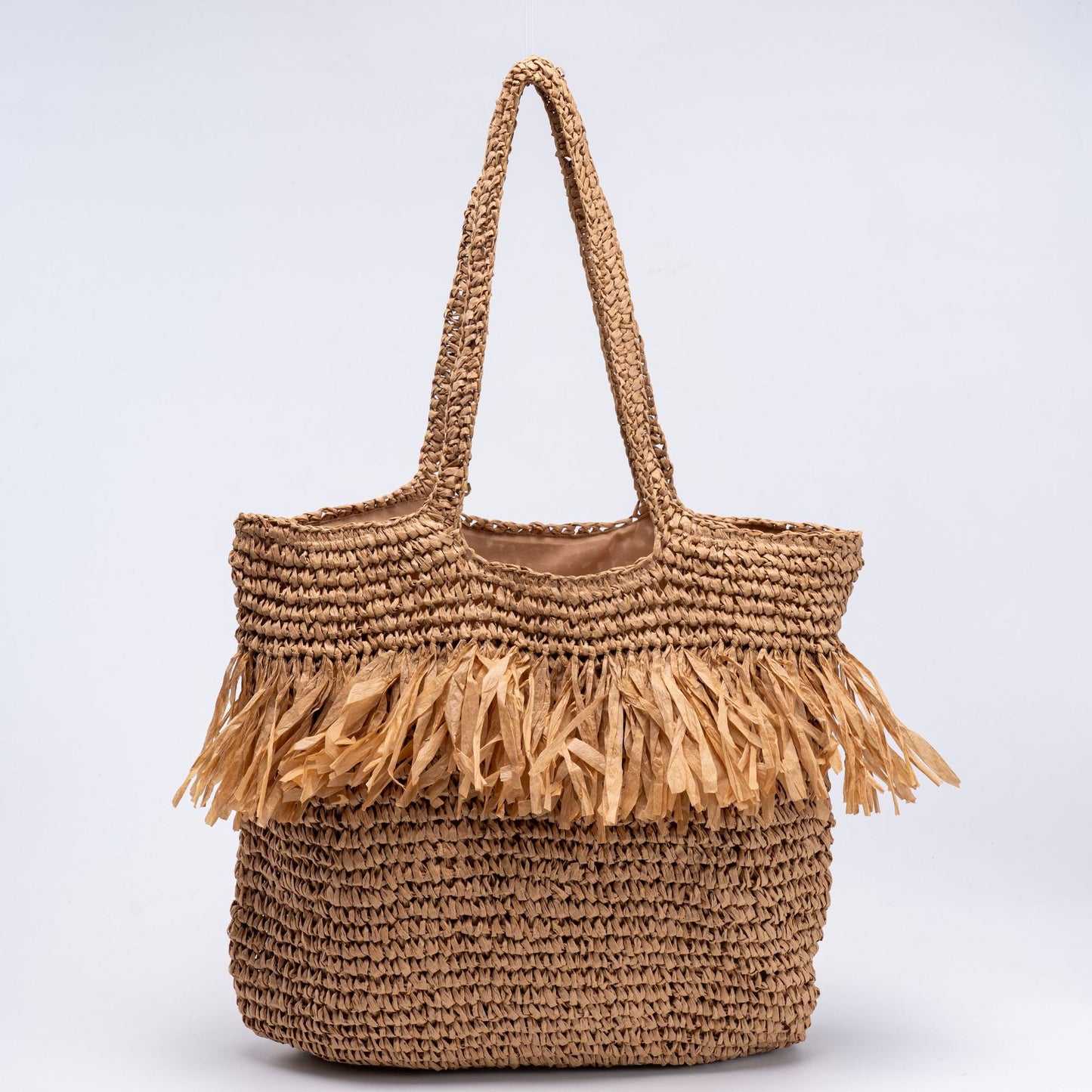 Stroh-Tasche mit Fransen und Modernen Details Brehn