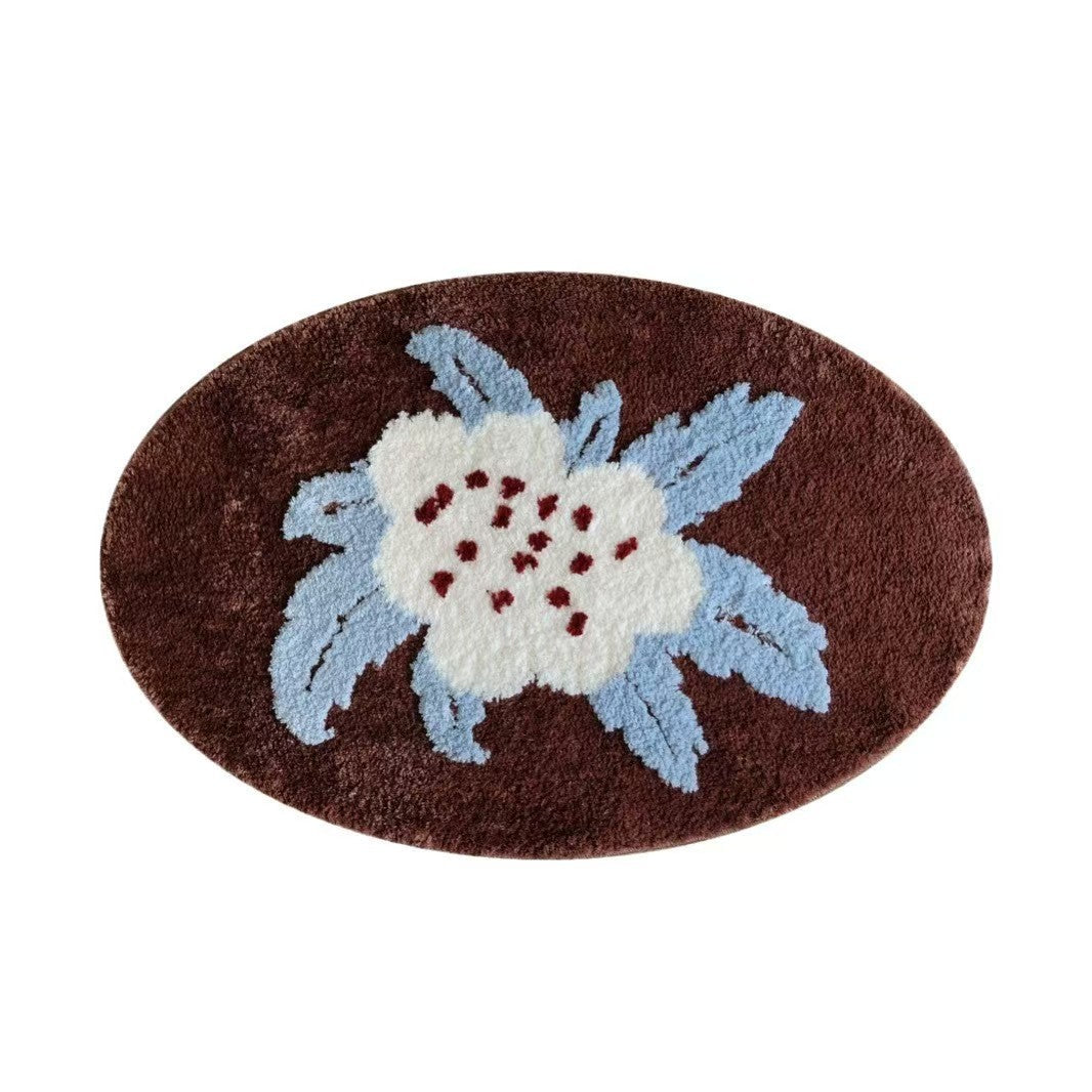 Oval Chenille Dekorativer Teppich mit Floralem Motiv