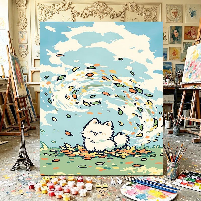 Verspielte Katzenillustration Kunstdruck Brehn