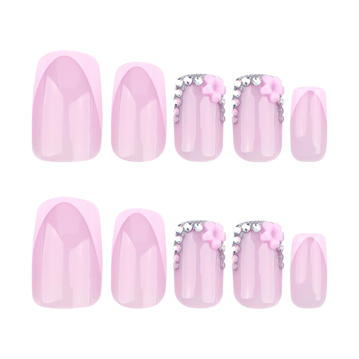 Kunstvolle Gel-Nägel mit eleganten floralem Design und Glitzerakzenten Brehn