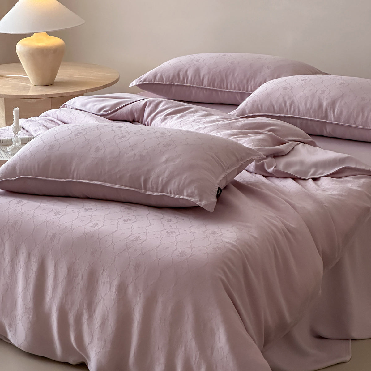 Baumwoll-Satin Bettbezug Set mit subtiler Jacquard-Textur und Kantenpaspel
