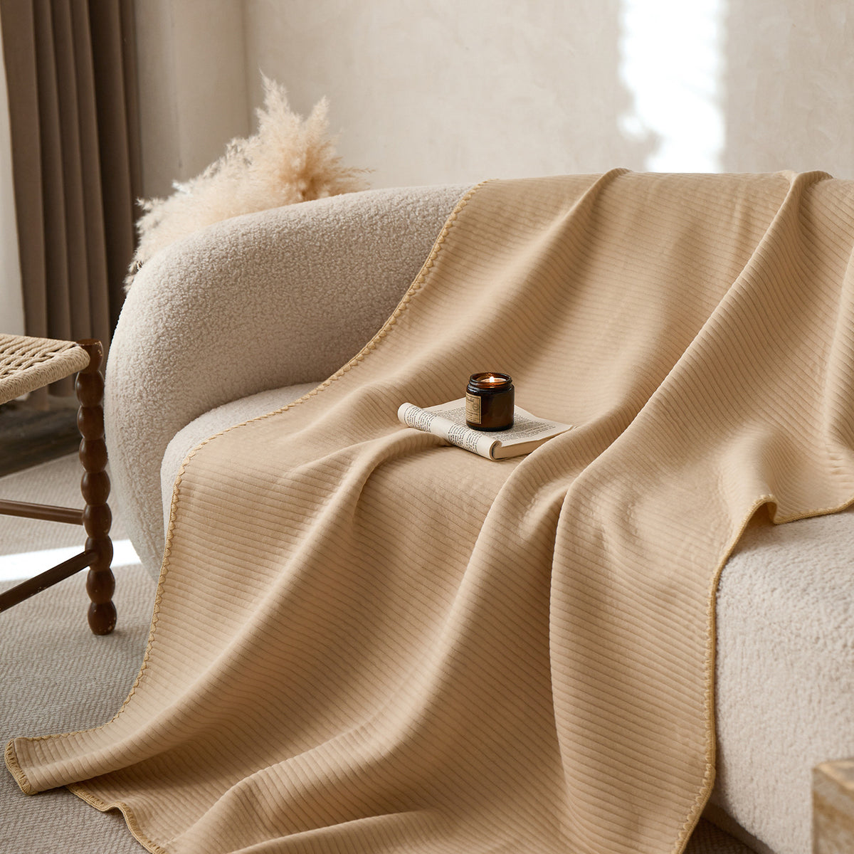 Luxuriöse Rippenstrick Sofa Überwurfdecke