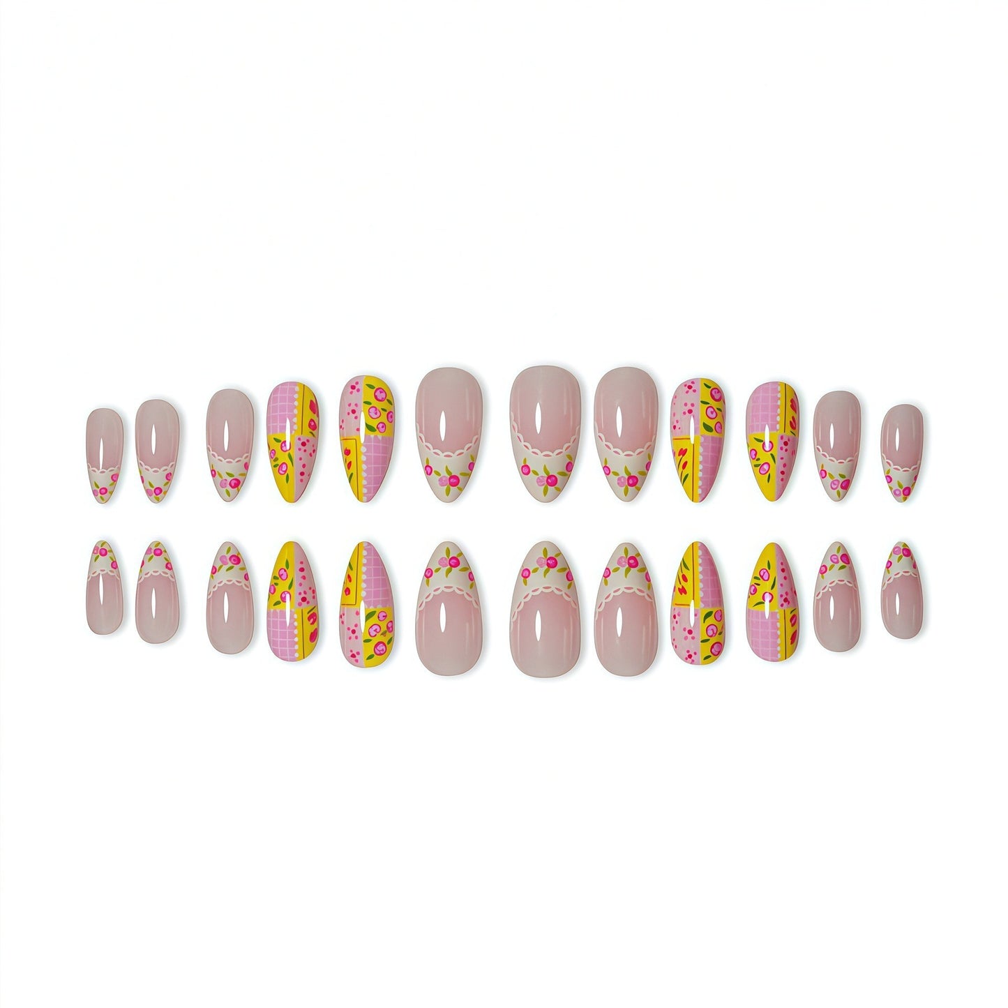 Dekorative florale Press-On-Nagelkunst Brehn