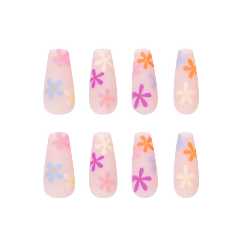 Künstliche Nagelverlängerungen mit buntem Blumenmuster Brehn