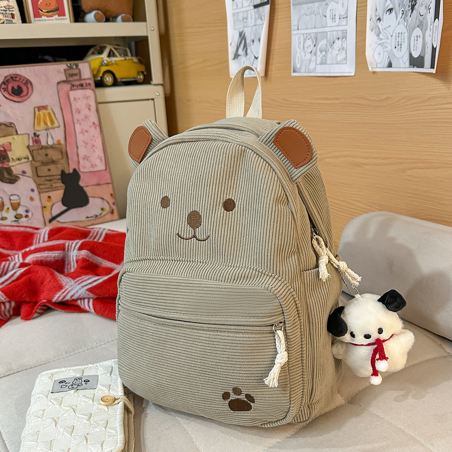 Rucksack mit Niedlichem Bärenmotiv und Praktischen Fächern Brehn