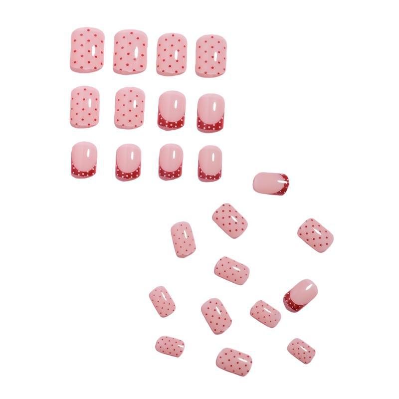 Stylishes Press-On-Nageldesign mit Punkten und französischen Spitzenakzenten Brehn