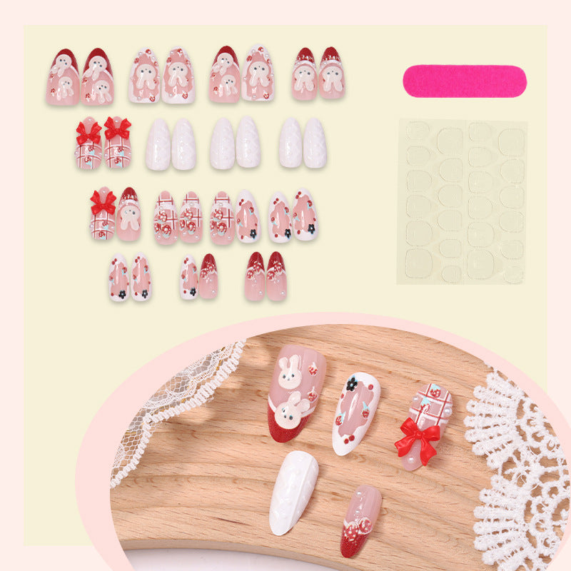 Kreatives Kunstnagelset mit verspielten Bunny- und Geschenkdesigns Brehn