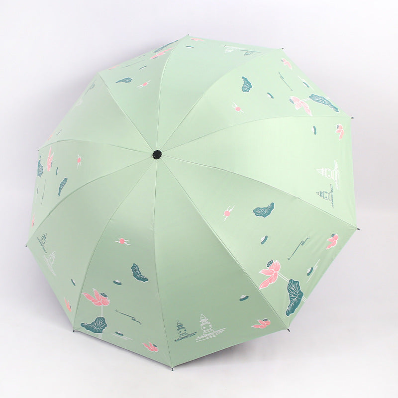 Damen Faltbarer Regenschirm mit floralen Akzenten Brehn