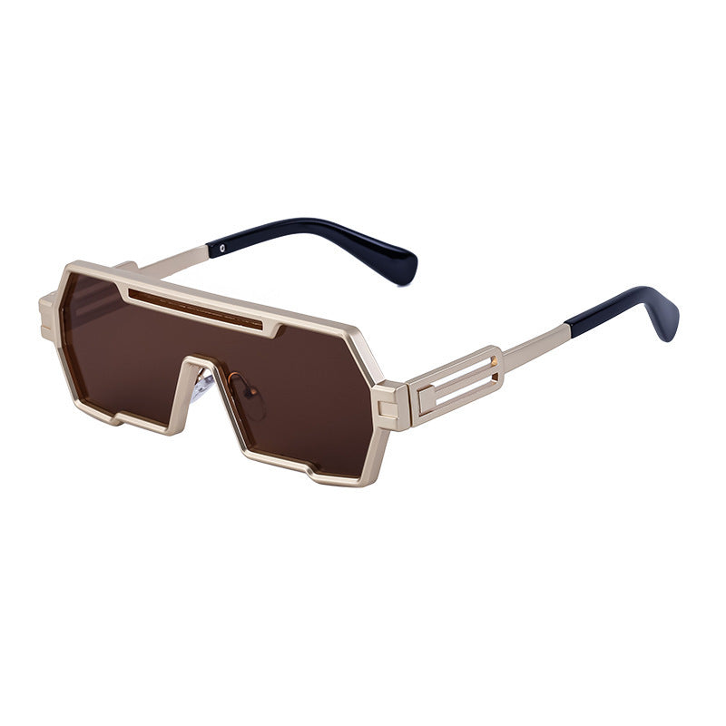 Damen modische Sonnenbrille im futuristischen Design mit breitem Rahmen Brehn