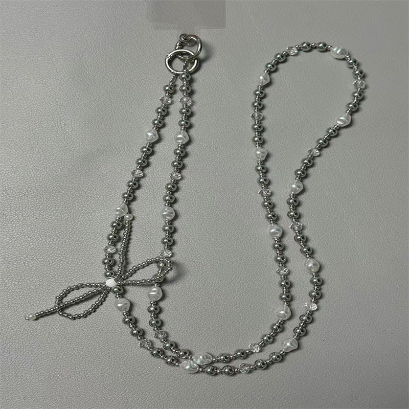 Elegante Perlen- und Silberperlen-Halskette Brehn