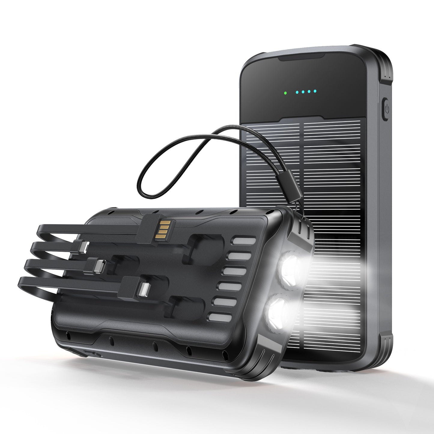 Multifunktionale Solar Powerbank mit Integrierter Led-Lampe und Mehreren Anschlüssen Brehn