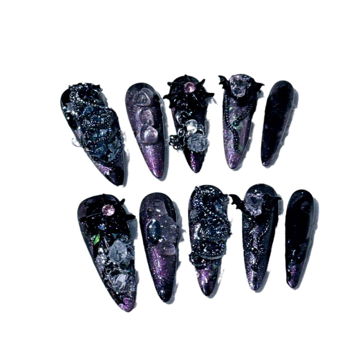 Gothic-inspiriertes dekoratives Spinnen-Nagelkunst-Set
