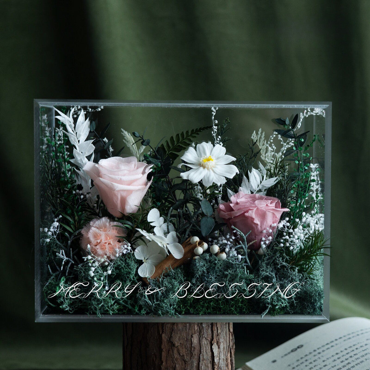 Konservierte Blumenanzeige Box