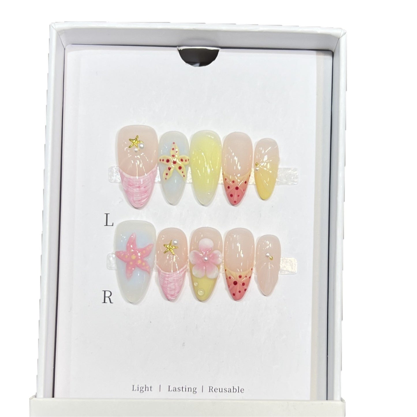 Sommer-inspiriertes Press-On Nagelkunstset Brehn