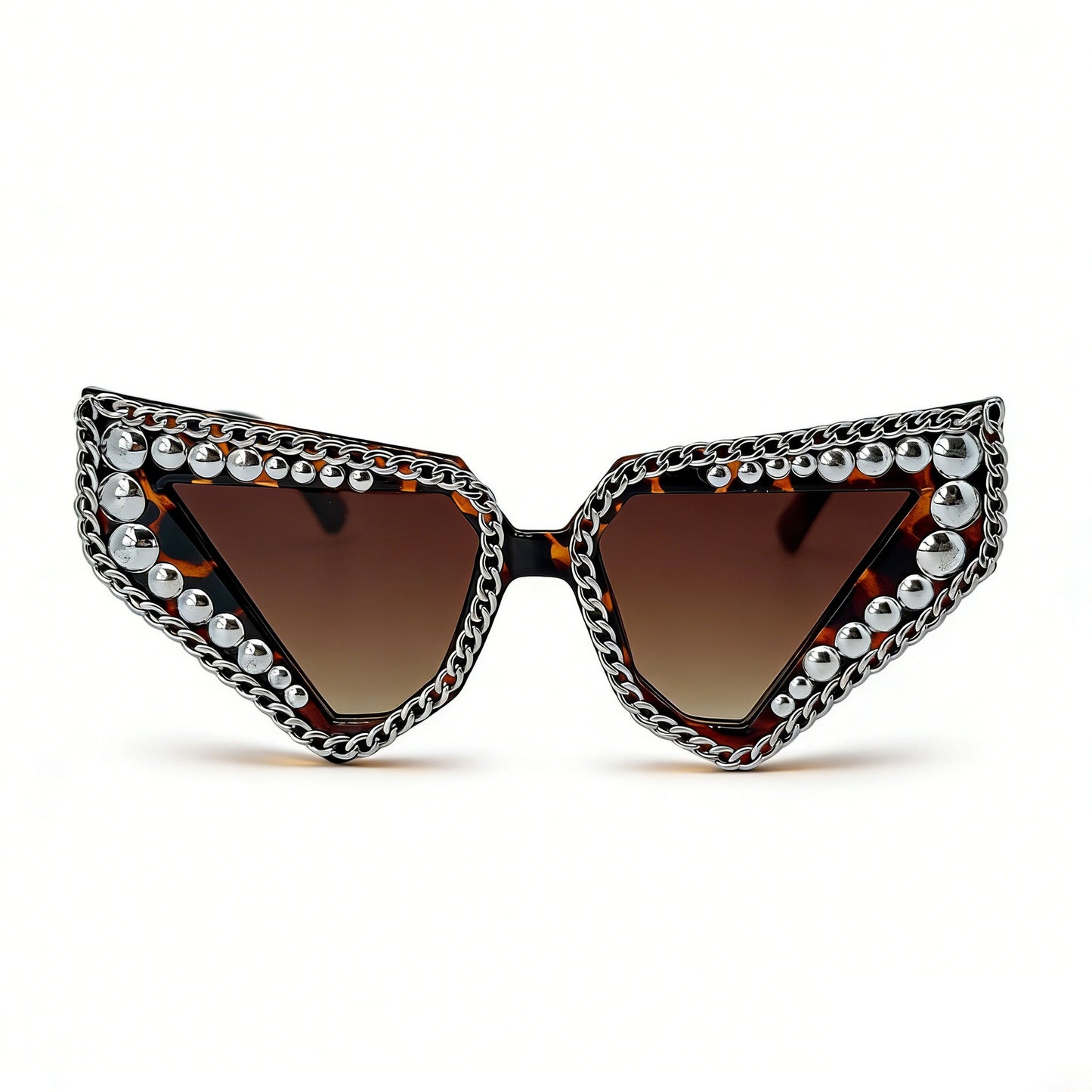 Damen Sonnenbrille mit einzigartigem dreieckigem Rahmen und funkelnden Akzenten Brehn