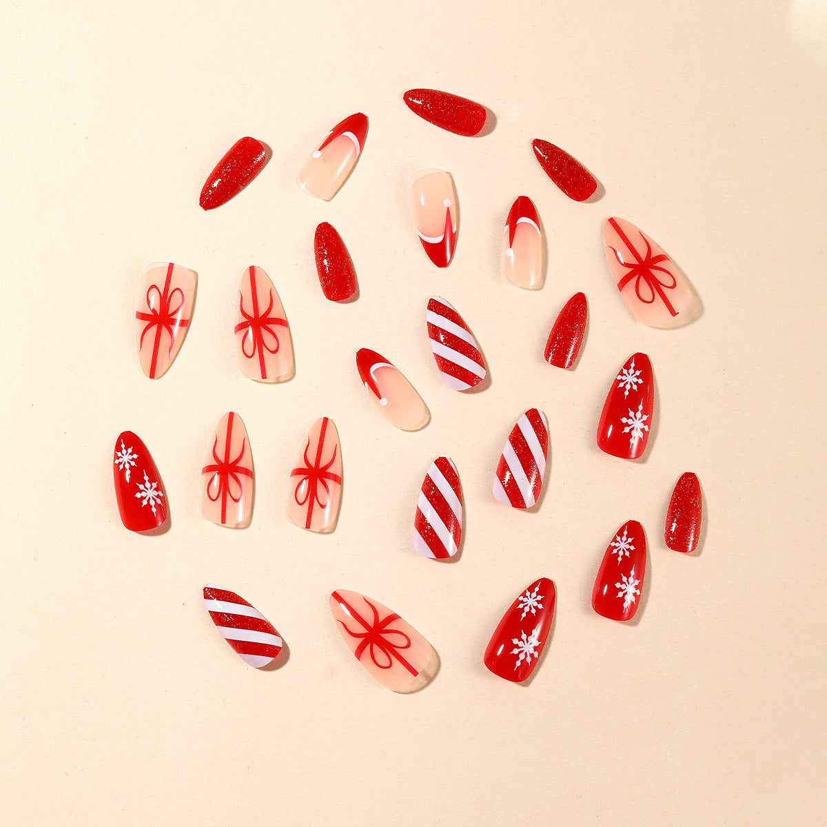 Festliches Feiertags-Themen Stiletto Nagel Kunst Set Brehn