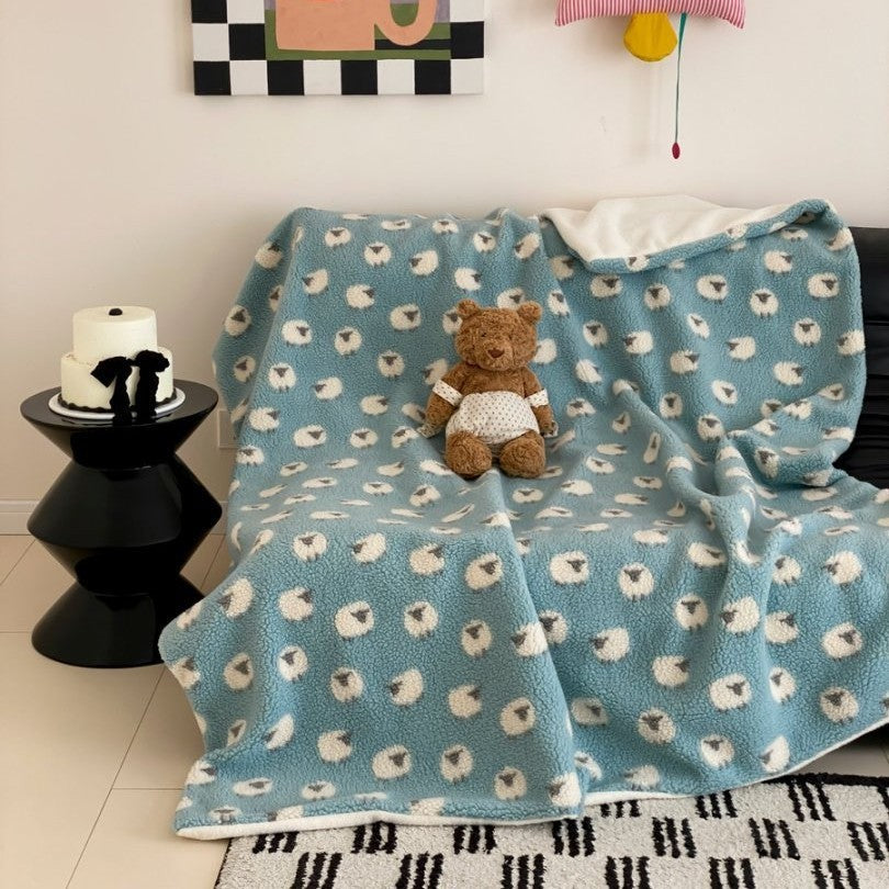Plüsch-Sherpa-Wohndecke mit abstraktem Muster und extra-weichem Teddyfleece