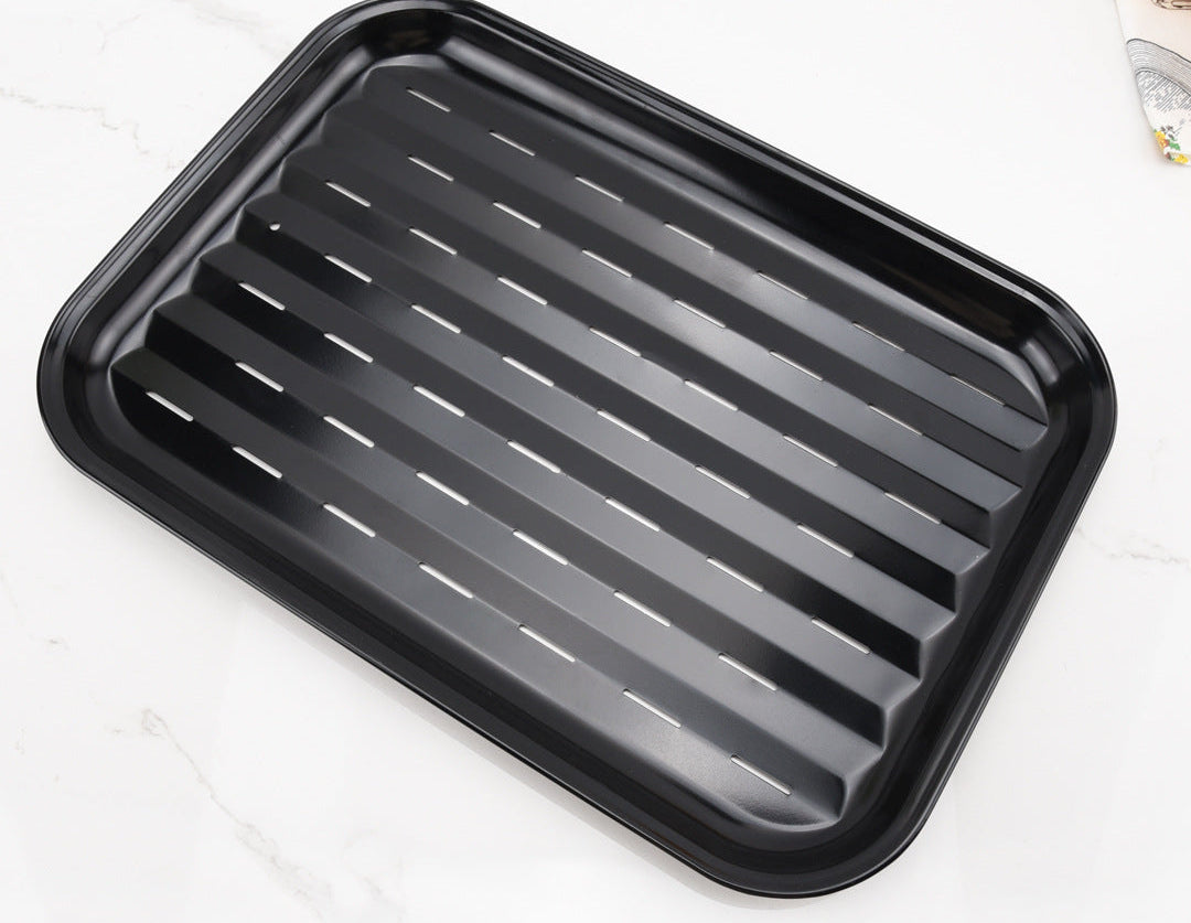 Perforiertes Grill- und Abtropfblech mit Antihaftbeschichtung und Geripptem Boden Brehn
