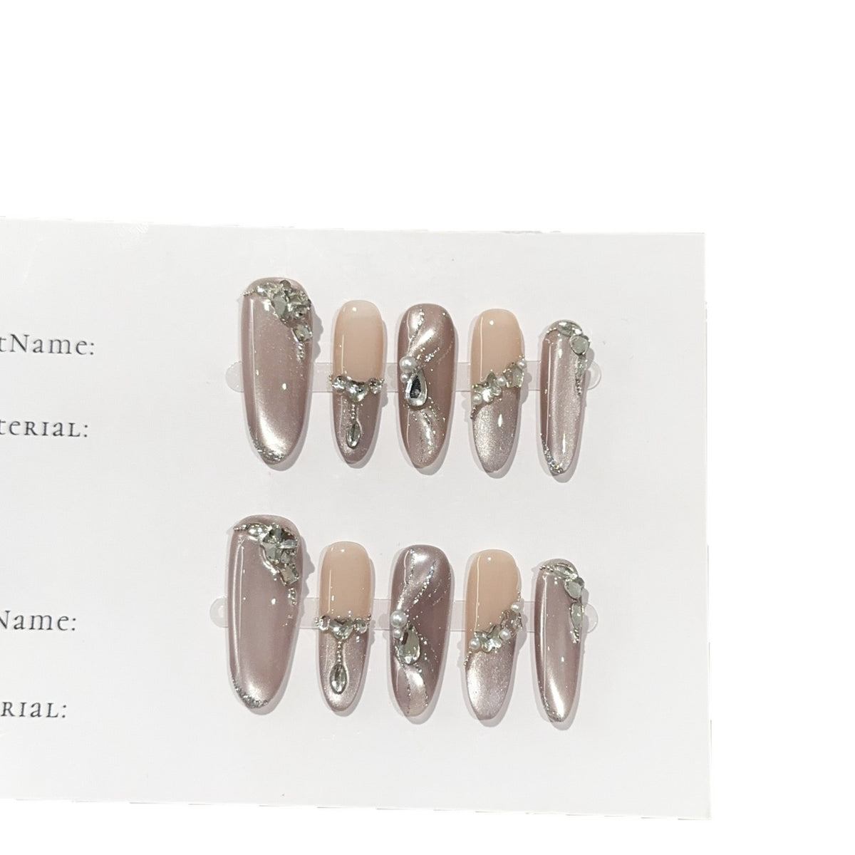 Luxus Press-On Nagelkunst Set mit dekorativen Akzenten