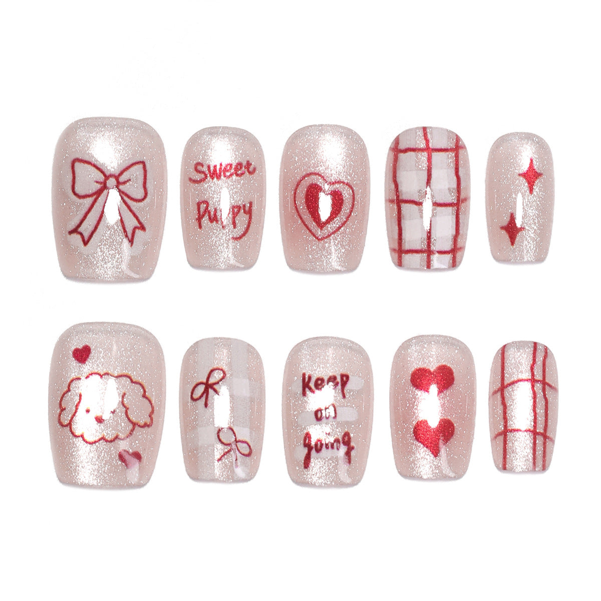 Künstliche Nagelkunst mit niedlichen Motiven Brehn