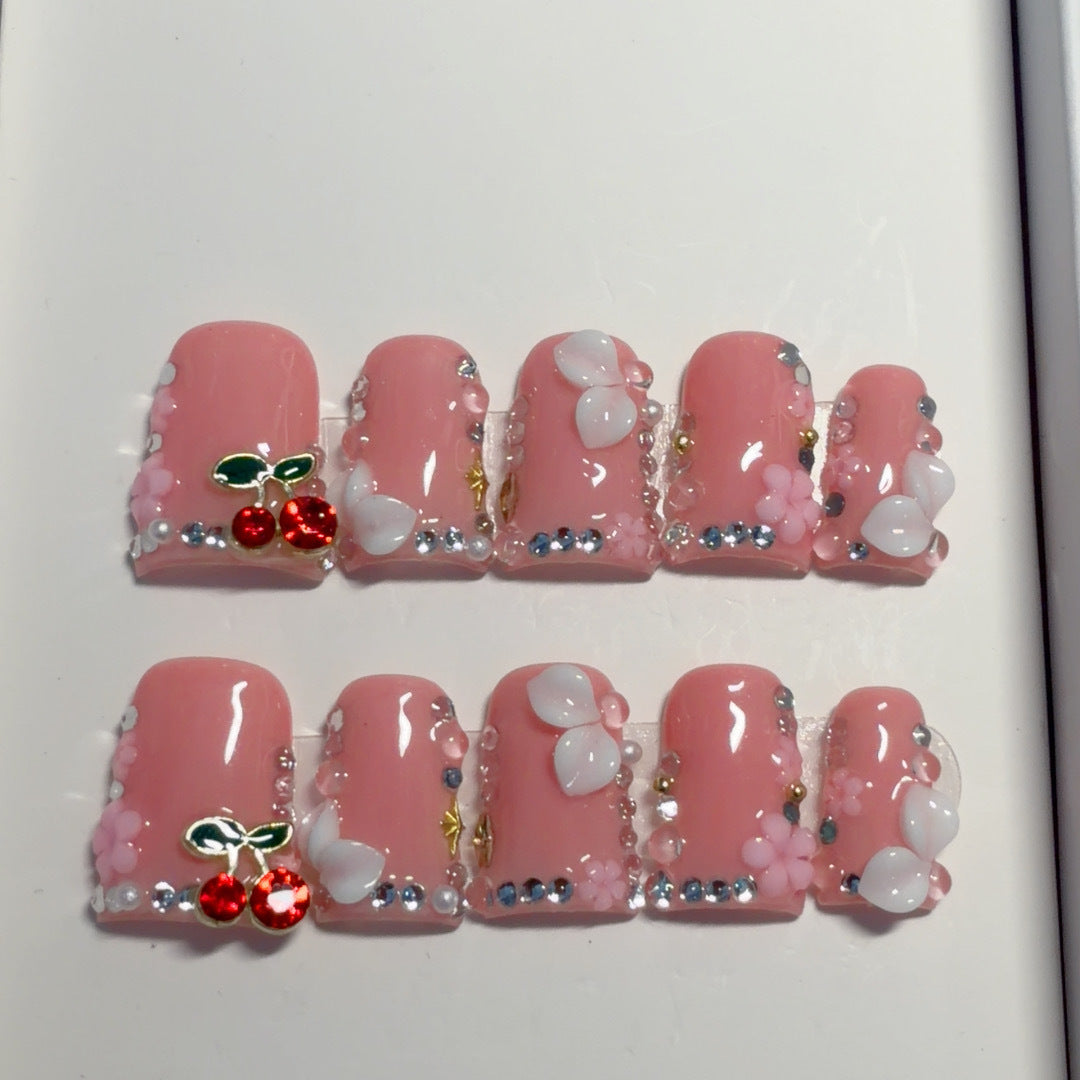 Dekorativer Floral Press-On Nagelset