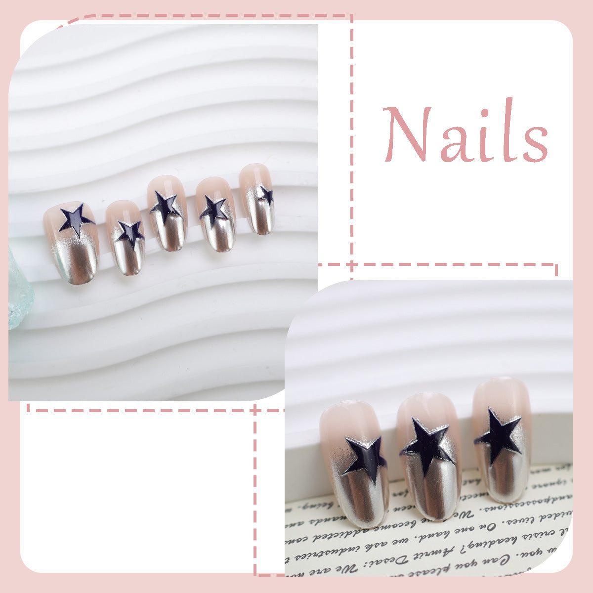 Kunstnagelset mit stilvollen Sternenmotiven Brehn