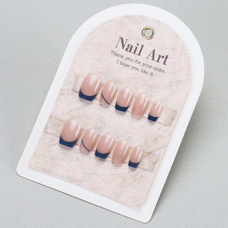 Premium Press-On Nail Set mit elegantem Glitzer und französischen Spitzen Brehn