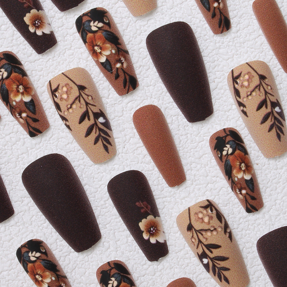 Elegante florale matte Press-On Nägel Brehn
