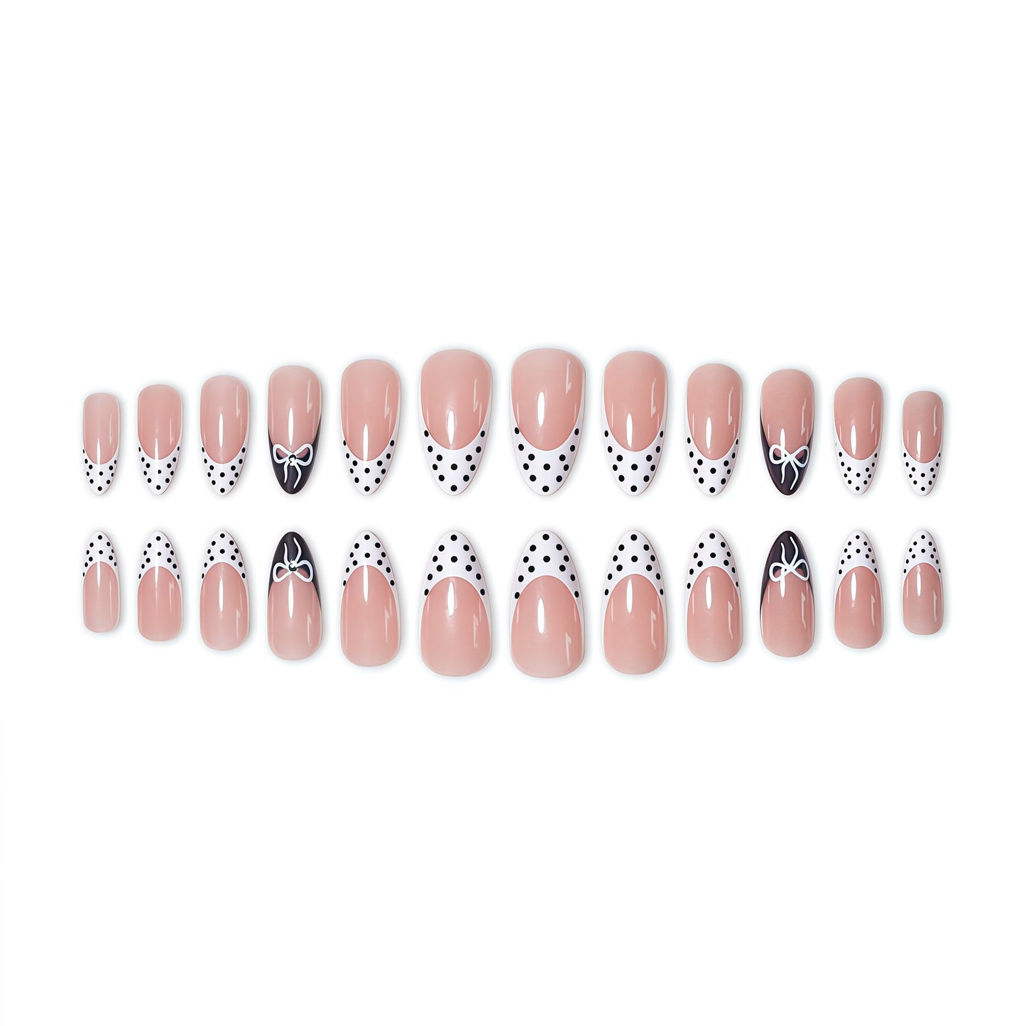 Chic Polka Dot French Tip Nagelkunstverlängerungen Brehn