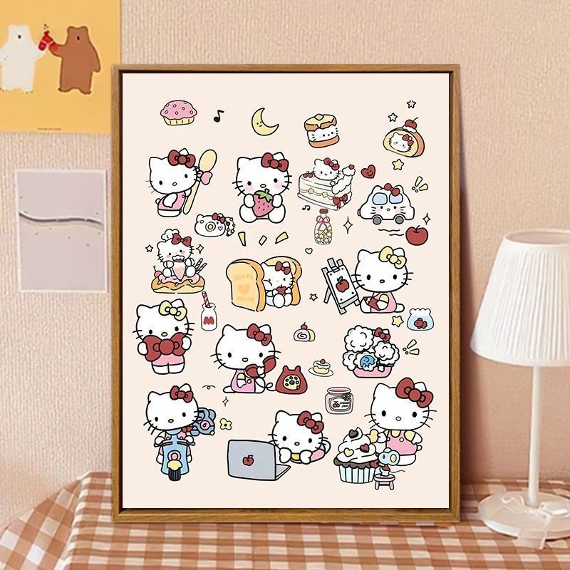 Hello Kitty-inspirierte Cartoon-Wandkunst Druck Brehn