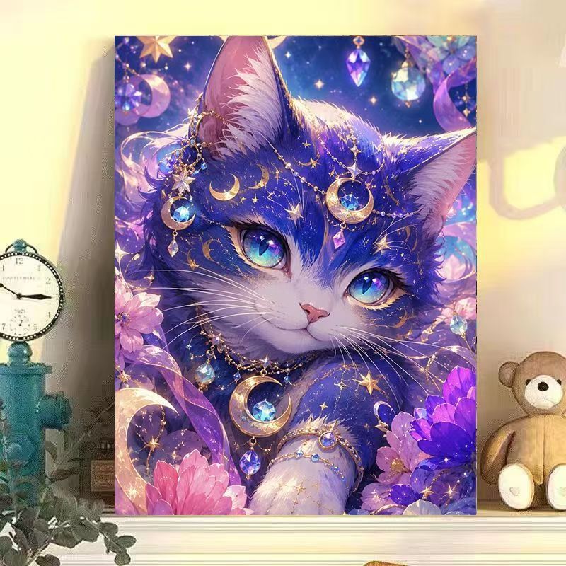 Cosmic Cat Illustration Wand Kunst Brehn