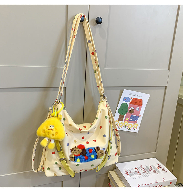 Verspielt gepunktete Plüsch Crossbody-Tasche Brehn