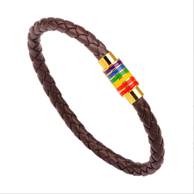 Leder Geflochtener Armband mit Bunter Akzent Brehn