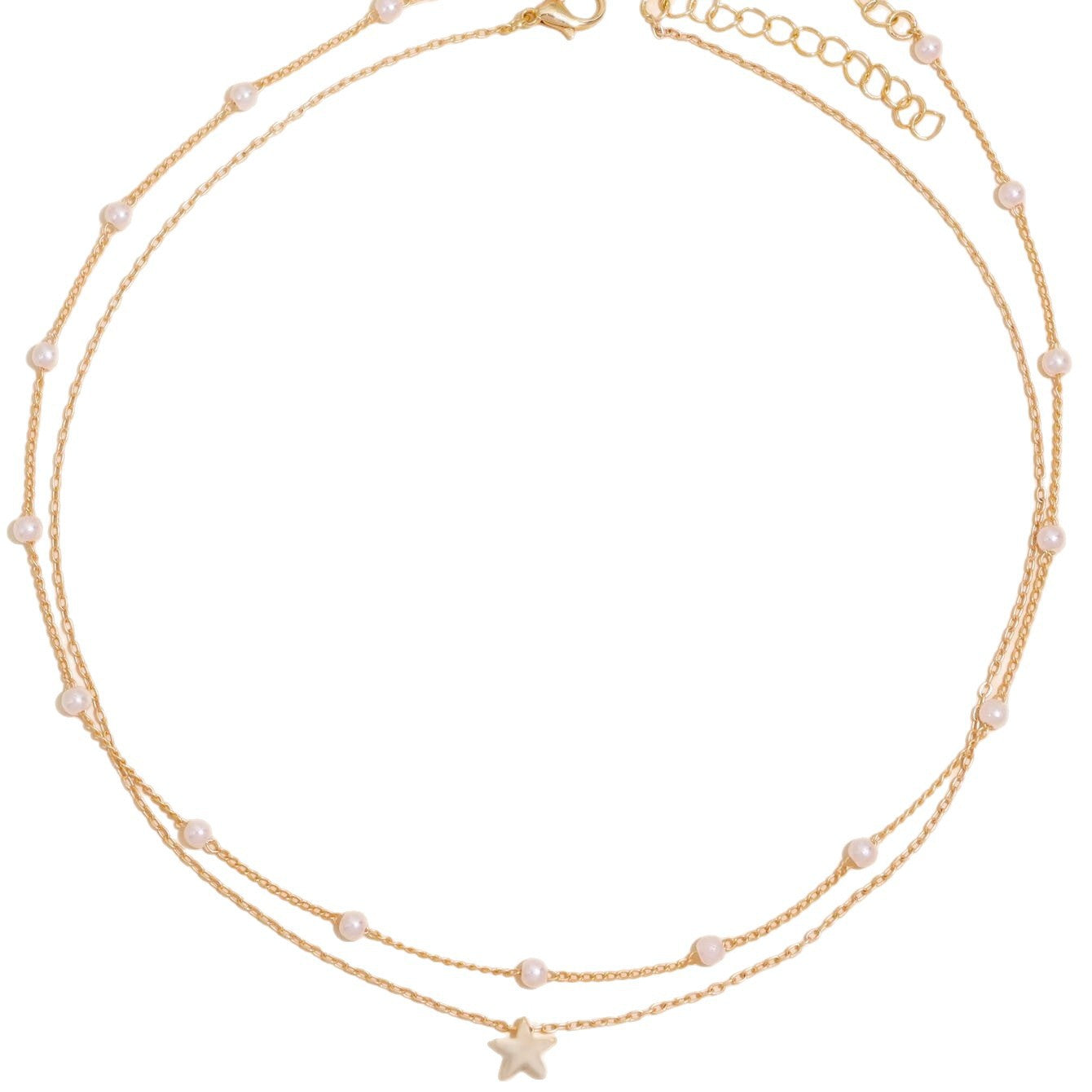 Schichtige Perle und Stern Charm Halskette Brehn