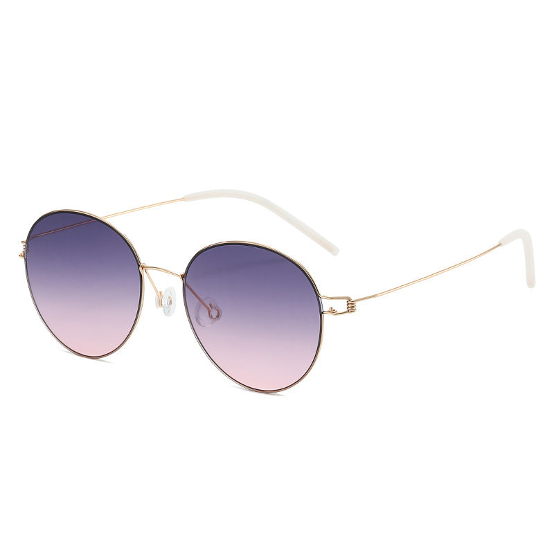 Damen runde Sonnenbrille mit leichtem Metallrahmen und gradienten Gläsern Brehn
