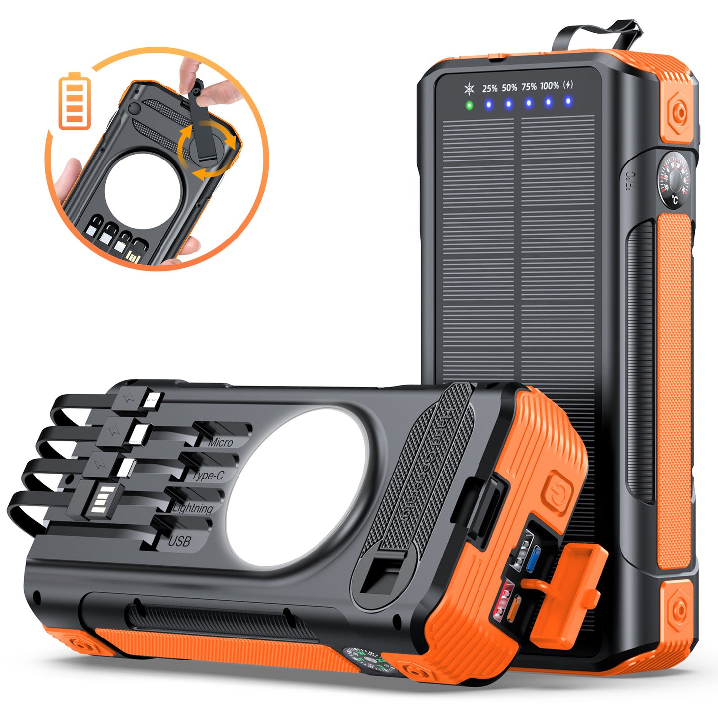 Multifunktionale Solar Powerbank mit LED-Anzeige Brehn